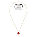 KLOVAR LONDON Red Van Cleef Clover Necklace 925 Silver 18k Gold Plated