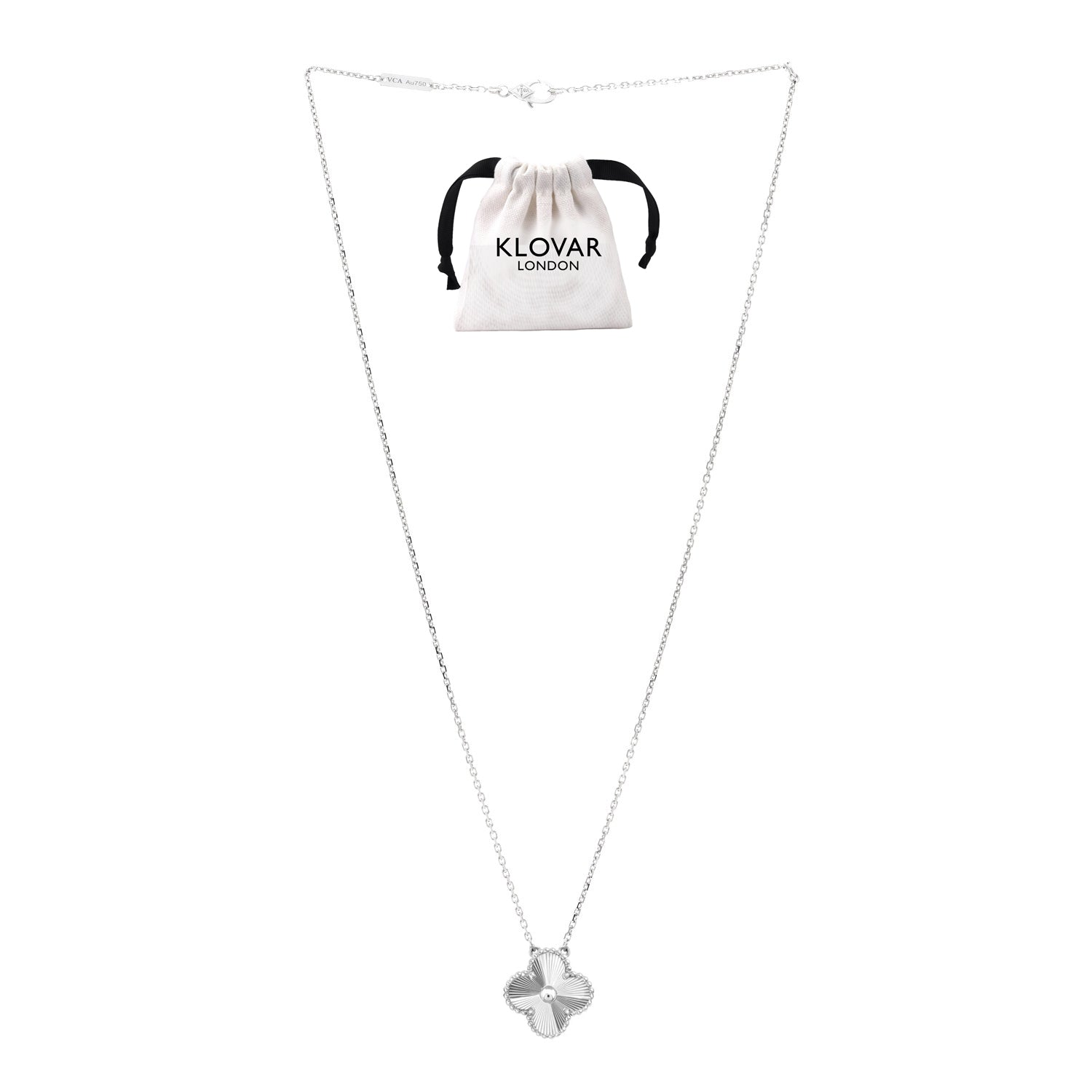 KLOVAR LONDON Silver Clover Necklace 925 Silver Van Cleef