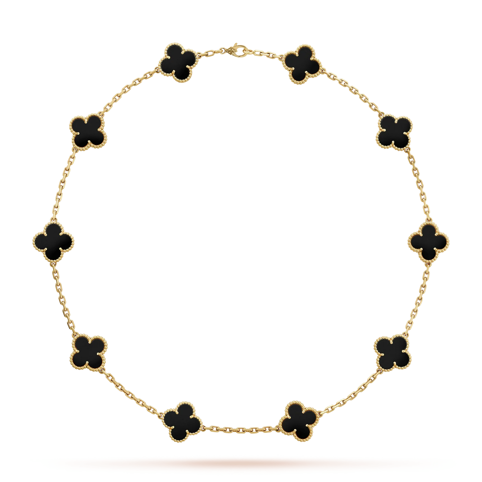 KLOVAR LONDON Van Cleef Black Clover 10 Motif Necklace 925 Silver 18k Gold Plated