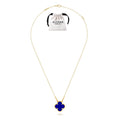 KLOVAR LONDON Van Cleef Blue Clover Necklace 925 Silver 18k Gold Plated
