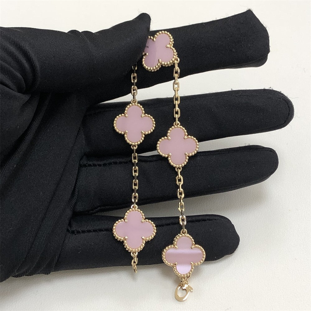 KLOVAR LONDON Pink Clover Bracelet 925 Silver 18k Gold Plated
