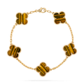 KLOVAR LONDON Tiger Eye Alhambra Gold Clover Bracelet 925 Silver 18k Gold Plated
