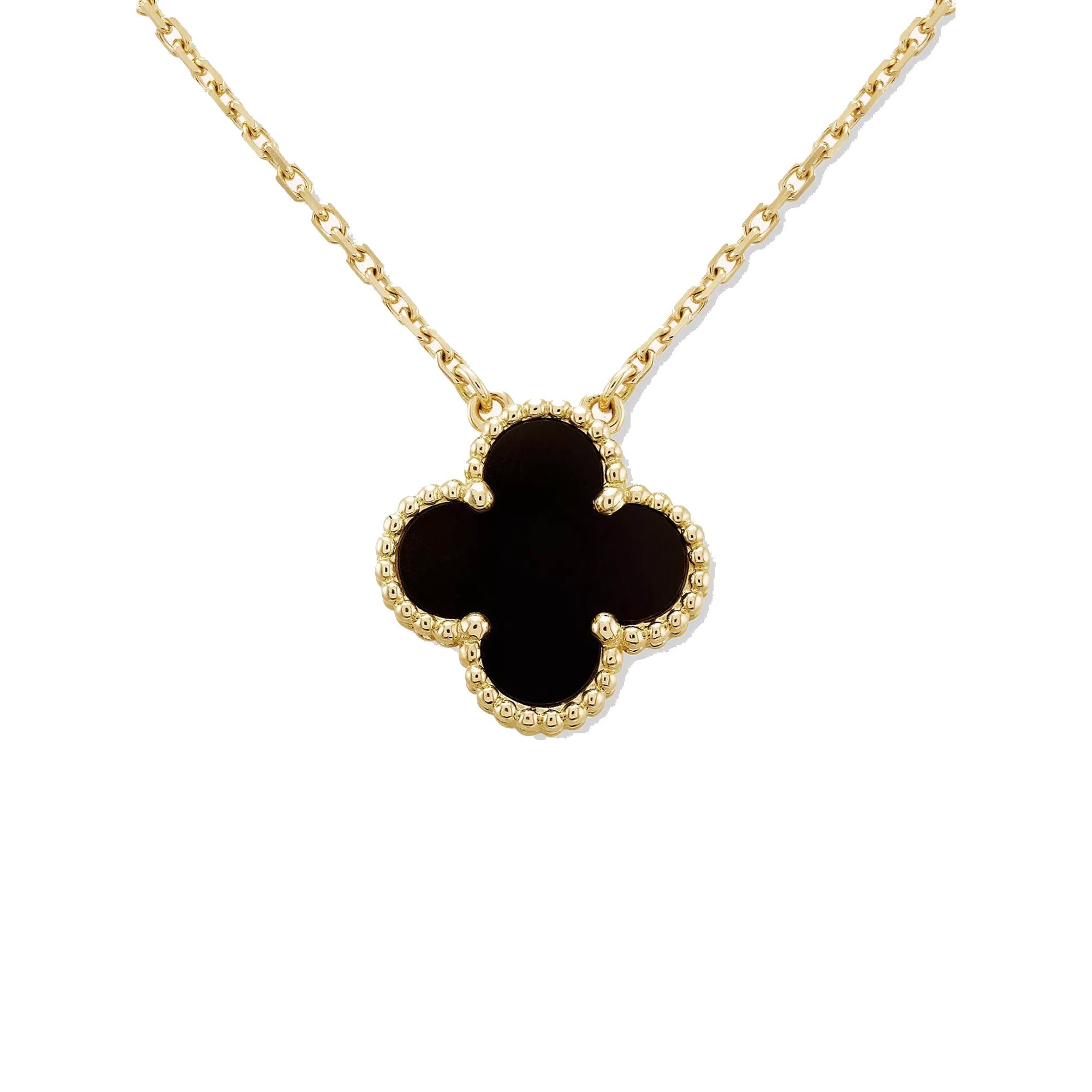 KLOVAR LONDON Black Clover Necklace 925 Silver 18k Gold Plated