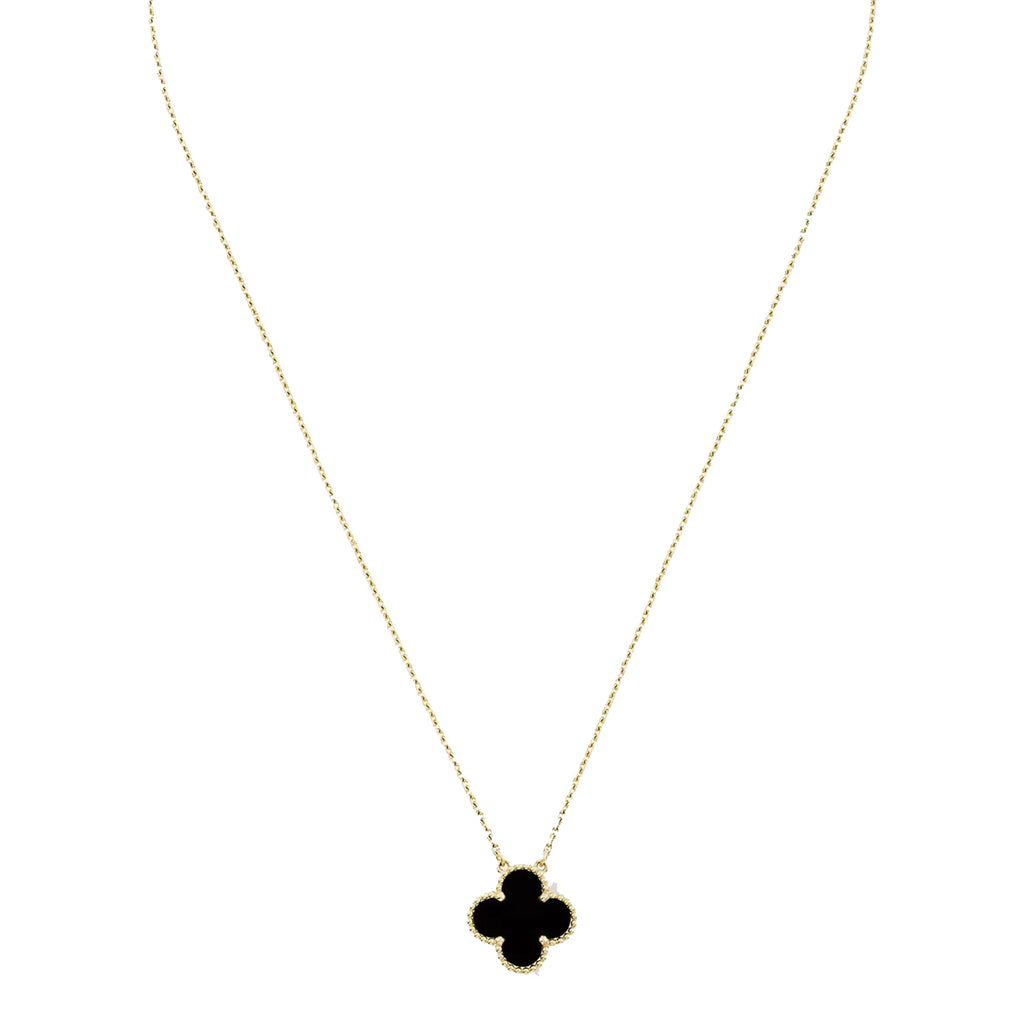 KLOVAR LONDON Black Clover Necklace 925 Silver 18k Gold Plated