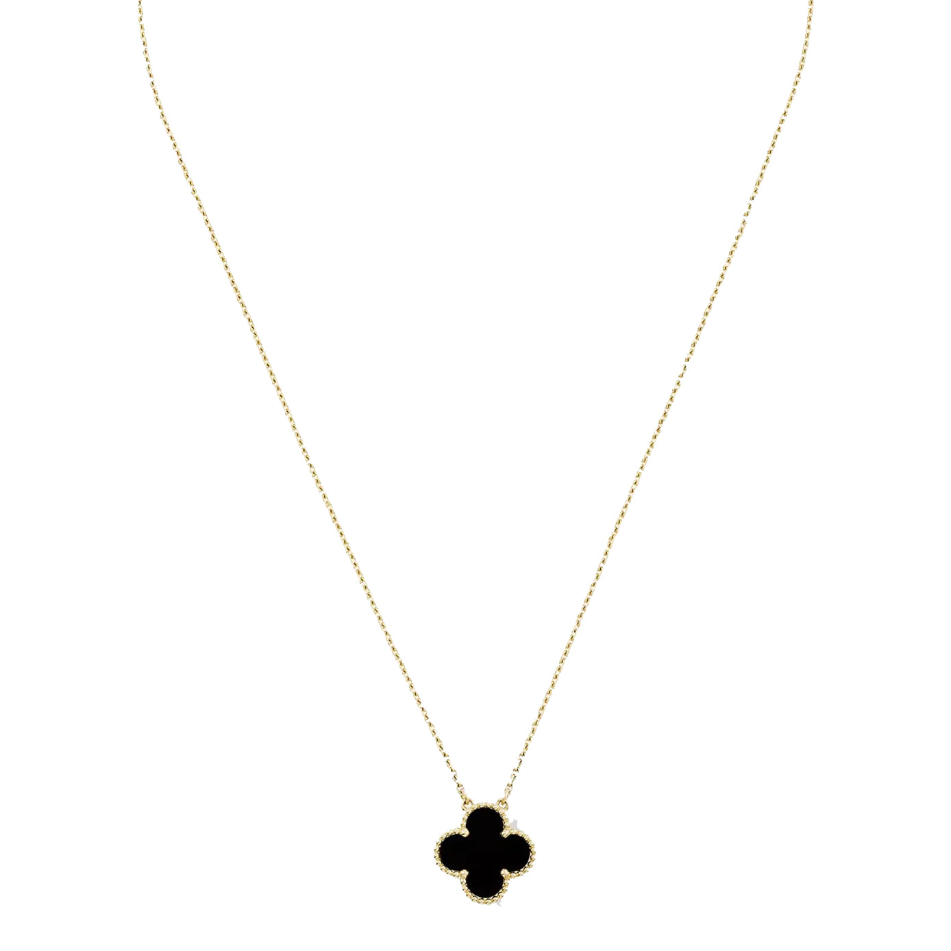KLOVAR LONDON Black Clover Necklace 925 Silver 18k Gold Plated