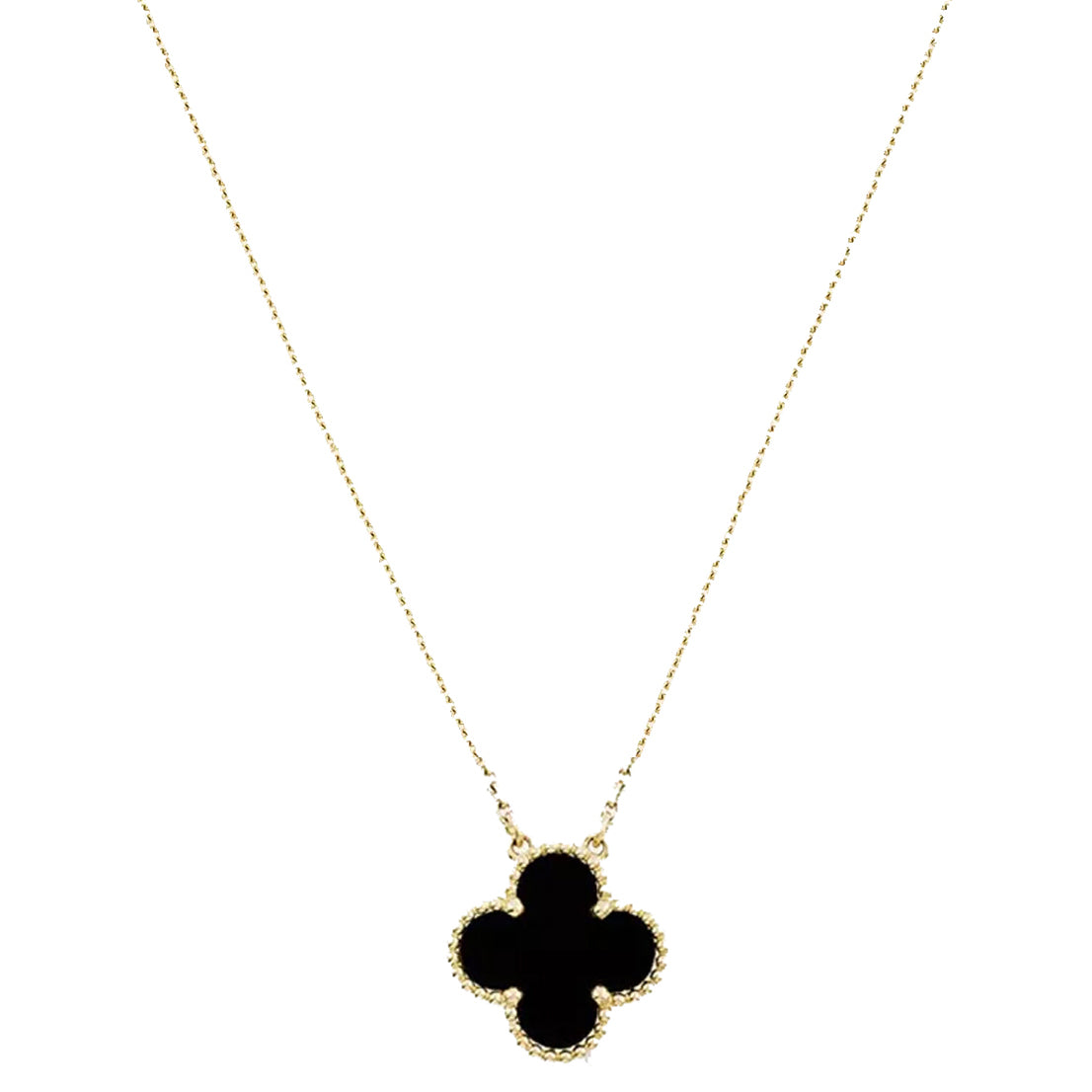 KLOVAR LONDON Black Clover Large 1 Motif Necklace 925 Silver 18k Gold Plated