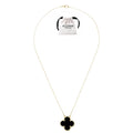 KLOVAR LONDON Black Clover Large 1 Motif Necklace 925 Silver 18k Gold Plated