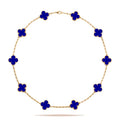 KLOVAR LONDON Blue Clover 10 Motif Necklace 925 Silver 18k Gold Plated