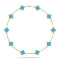 KLOVAR LONDON Turquoise Clover 10 Motif Necklace 925 Silver 18k Gold Plated