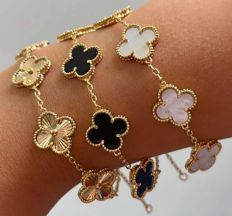 KLOVAR LONDON Gold Clover Bracelet 925 Silver 18k Gold Plated