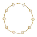 KLOVAR LONDON White Pearl Clover 10 Motif Necklace 925 Silver 18k Gold Plated
