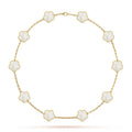 KLOVAR LONDON White Pearl Clover 10 Motif Necklace 925 Silver 18k Gold Plated