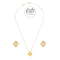 KLOVAR LONDON Gold Clover Necklace Earrings Set 925 Silver 18k Gold Plated