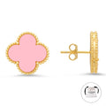 KLOVAR LONDON Pink Clover Earrings 925 Silver 18k Gold Plated