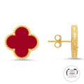 KLOVAR LONDON Red Clover Earrings 925 Silver 18k Gold Plated