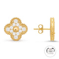 KLOVAR LONDON Gold Diamond Clover Earrings 925 Silver 18k Gold Plated
