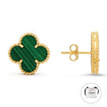 KLOVAR LONDON Green Clover Earrings 925 Silver 18k Gold Plated
