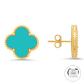 KLOVAR LONDON Turquoise Clover Earrings 925 Silver 18k Gold Plated