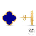 KLOVAR LONDON Blue Clover Earrings 925 Silver 18k Gold Plated