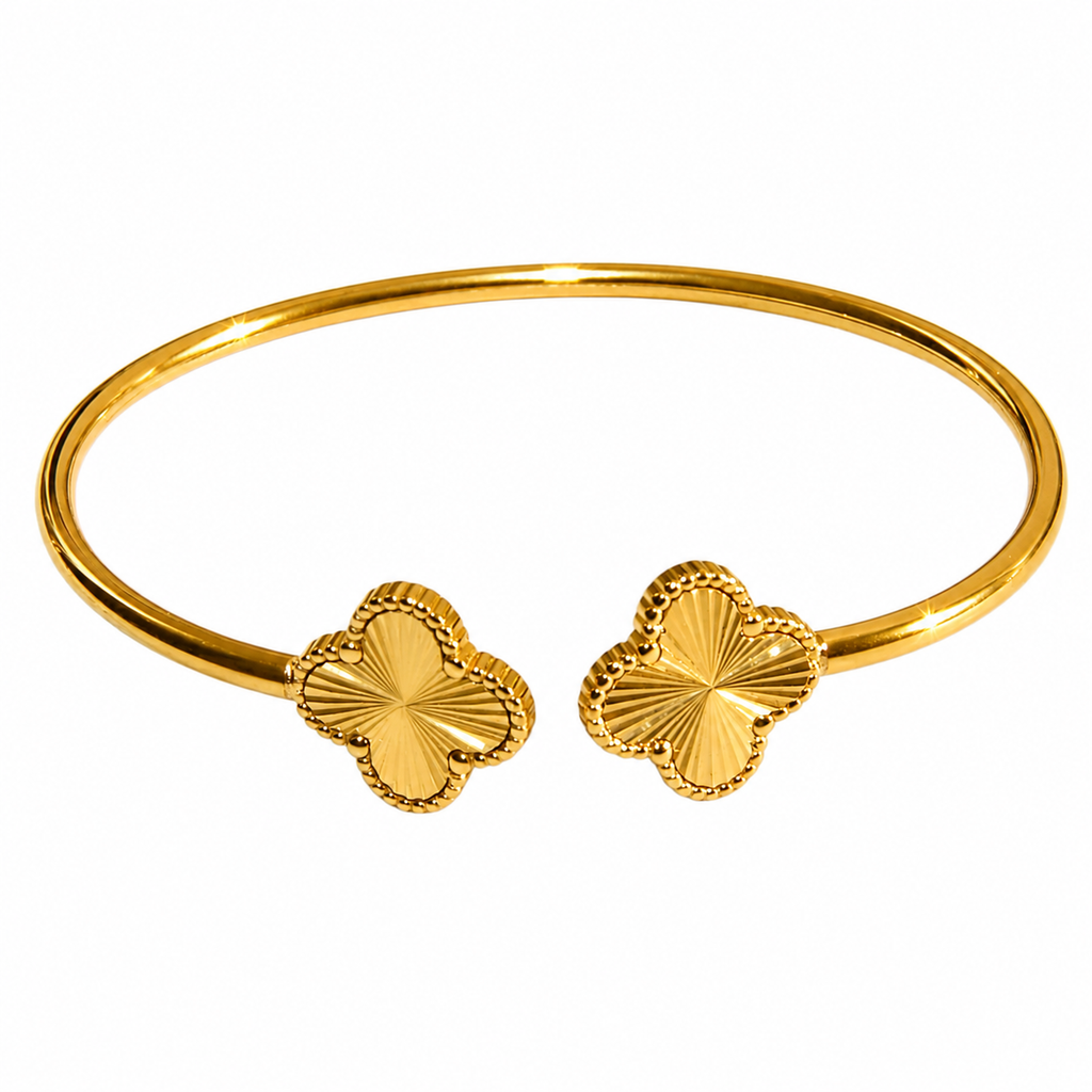 KLOVAR LONDON Gold Clover Bangle 925 Silver 18k Gold Plated