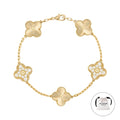 KLOVAR LONDON Gold Diamond Clover Bracelet 925 Silver 18k Gold Plated