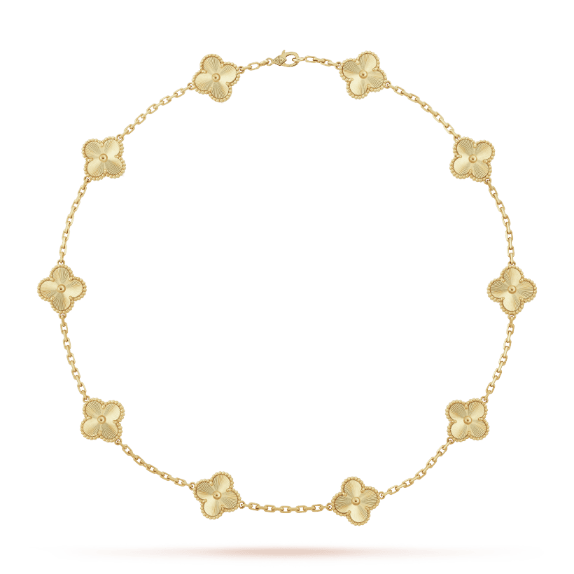 KLOVAR LONDON Gold Clover 10 Motif Necklace 925 Silver 18k Gold Plated