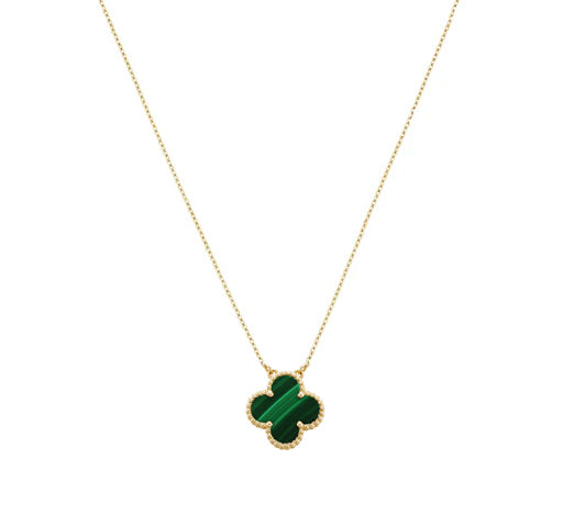 KLOVAR LONDON Green Clover Necklace 925 Silver 18k Gold Plated