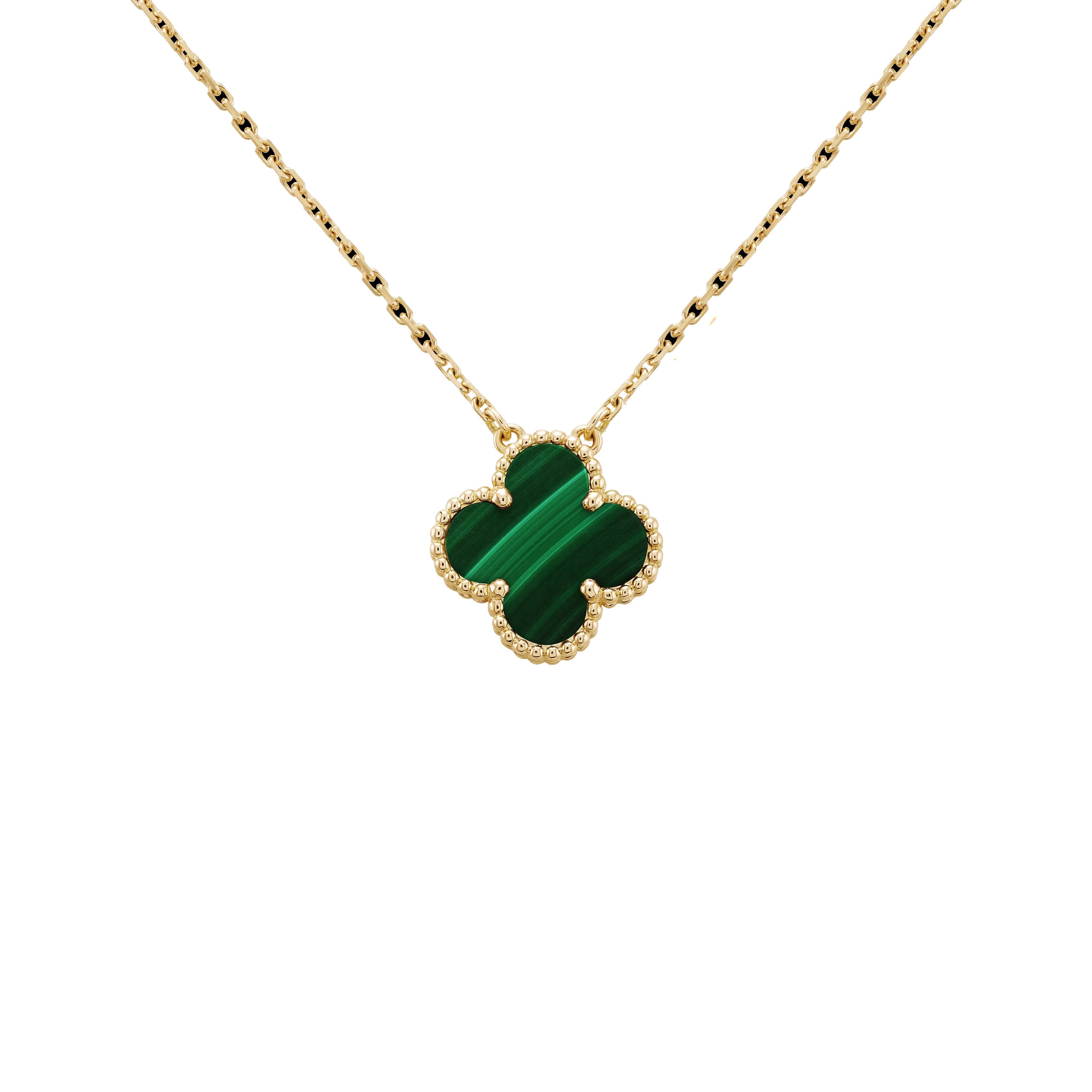 KLOVAR LONDON Green Clover Large 1 Motif Necklace 925 Silver 18k Gold Plated