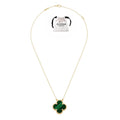 KLOVAR LONDON Green Clover Large 1 Motif Necklace 925 Silver 18k Gold Plated