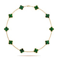 KLOVAR LONDON Green Clover 10 Motif Necklace 925 Silver 18k Gold Plated