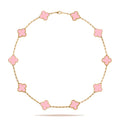 KLOVAR LONDON Pink Clover 10 Motif Necklace 925 Silver 18k Gold Plated