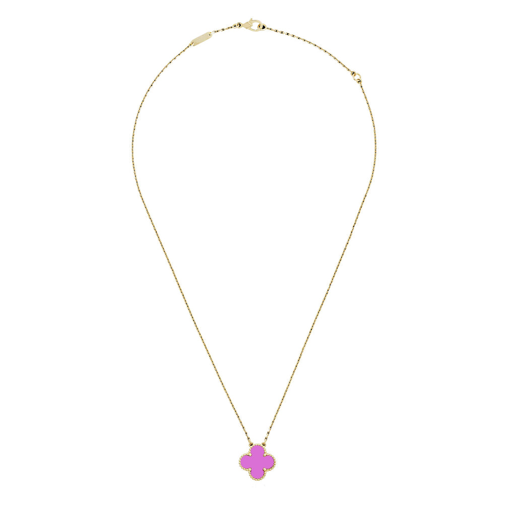 KLOVAR LONDON Purple Clover Necklace 925 Silver 18k Gold Plated