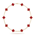 KLOVAR LONDON Red Clover 10 Motif Necklace 925 Silver 18k Gold Plated