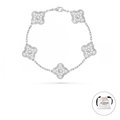 KLOVAR LONDON Silver Diamond Clover Bracelet 925 Stainless Steel Silver 18k Gold Plated