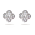 KLOVAR LONDON Silver Diamond Clover Earrings 925 Silver