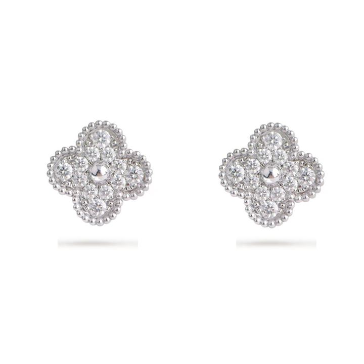 KLOVAR LONDON Silver Diamond Clover Bracelet Earrings Set 925 Silver