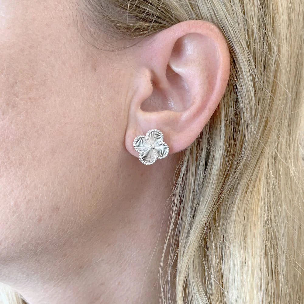 KLOVAR LONDON Silver Clover Earrings 925 Silver