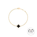 KLOVAR LONDON Black Single Clover Bracelet 925 Silver 18k Gold Plated
