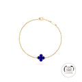 KLOVAR LONDON Blue Single Clover Bracelet 925 Silver 18k Gold Plated