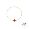 KLOVAR LONDON Dark Red Single Clover Bracelet 925 Silver 18k Gold Plated