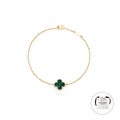 KLOVAR LONDON Green Single Clover Bracelet 925 Silver 18k Gold Plated