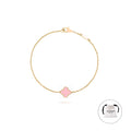 KLOVAR LONDON Pink Single Clover Bracelet 925 Silver 18k Gold Plated