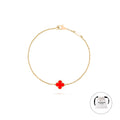 KLOVAR LONDON Red Single Clover Bracelet 925 Silver 18k Gold Plated