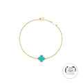KLOVAR LONDON Turquoise Single Clover Bracelet 925 Silver 18k Gold Plated