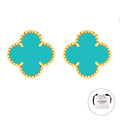 KLOVAR LONDON Turquoise Clover Earrings 925 Silver 18k Gold Plated