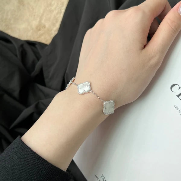 Van Cleef Bracelet Silver - KLOVAR LONDON - 18K Stainless Silver Lucky Clover