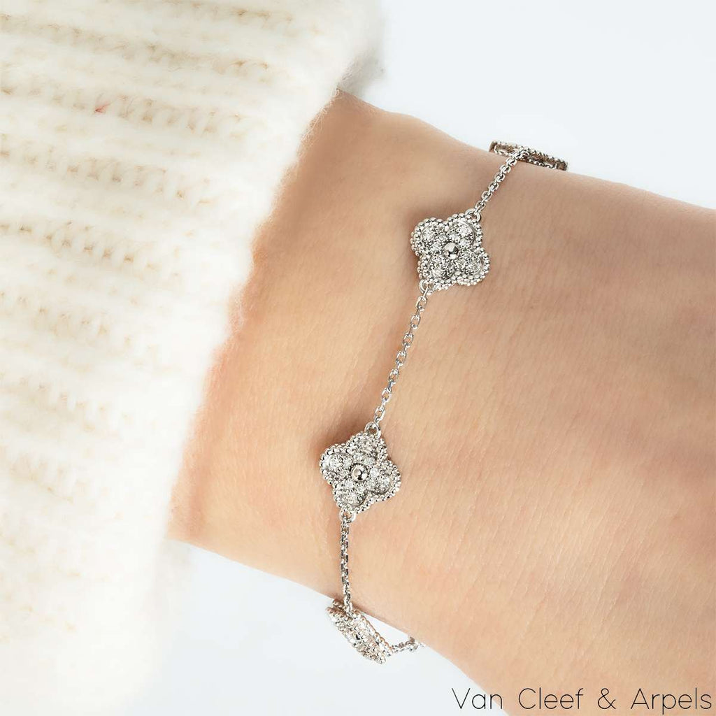 KLOVAR LONDON Silver Diamond Clover Bracelet 925 Stainless Steel Silver 18k Gold Plated
