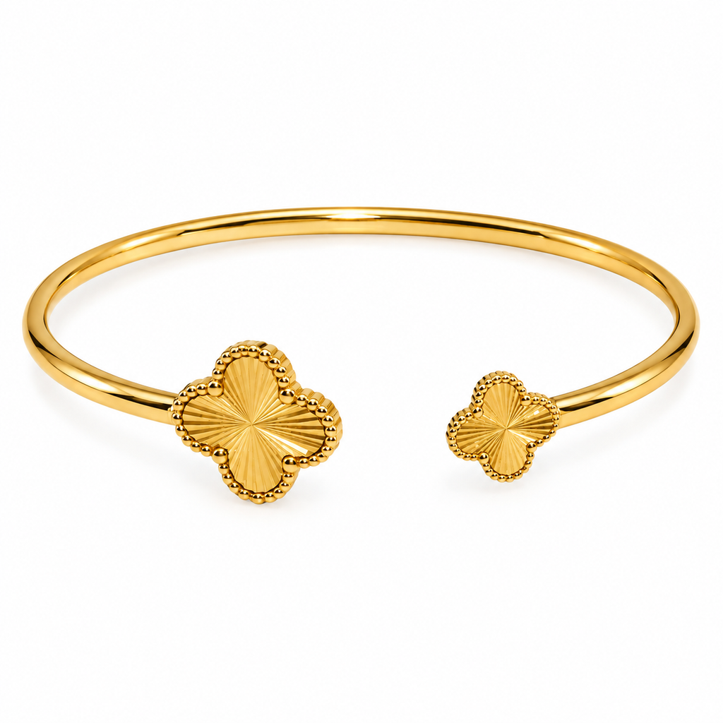KLOVAR LONDON Gold Variable Clover Bangle 925 Silver 18k Gold Plated