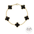 KLOVAR LONDON Black Clover Bracelet 925 Silver 18k Gold Plated