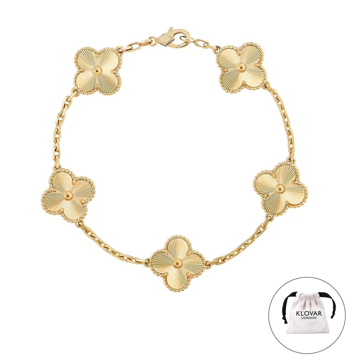 KLOVAR LONDON Gold Clover Bracelet 925 Silver 18k Gold Plated